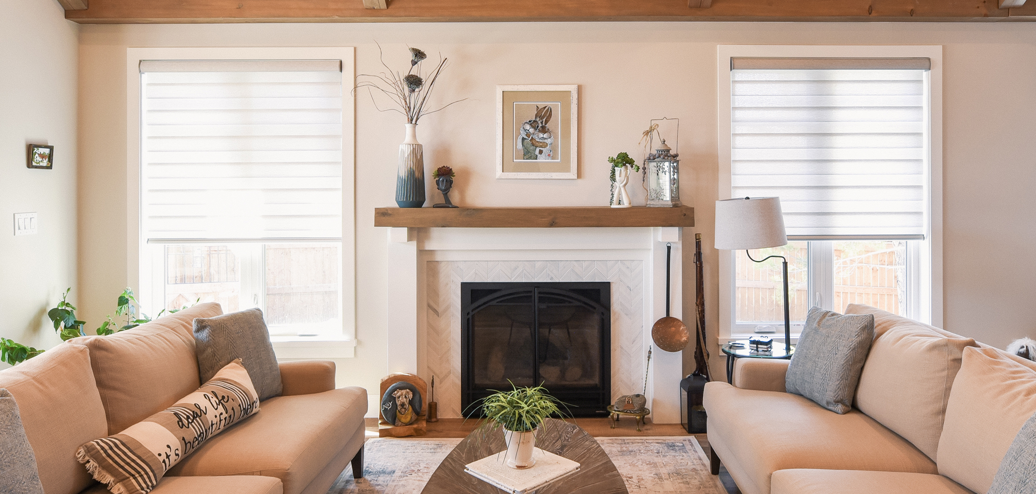 Living Room View of a Fireplace